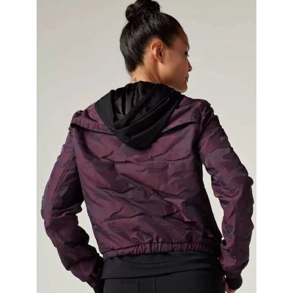 Blanc Noir Skyfall Purple Camo Print Aviator Jacket Camo Hooded Size S - Picture 3 of 10